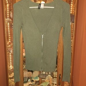 H&M Divided Sage Green Ribbed Top